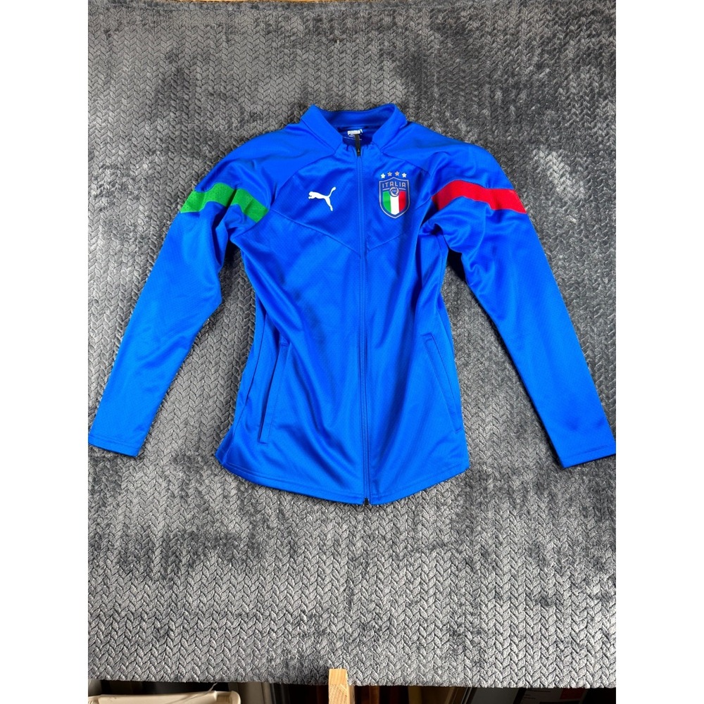 Puma Italy 2022 Football Training‎ Jacket Mens Medium Blue Performance Full Zip